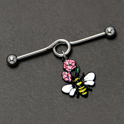 14G Busy Bee Flowers Dangle Project Bar 38mm