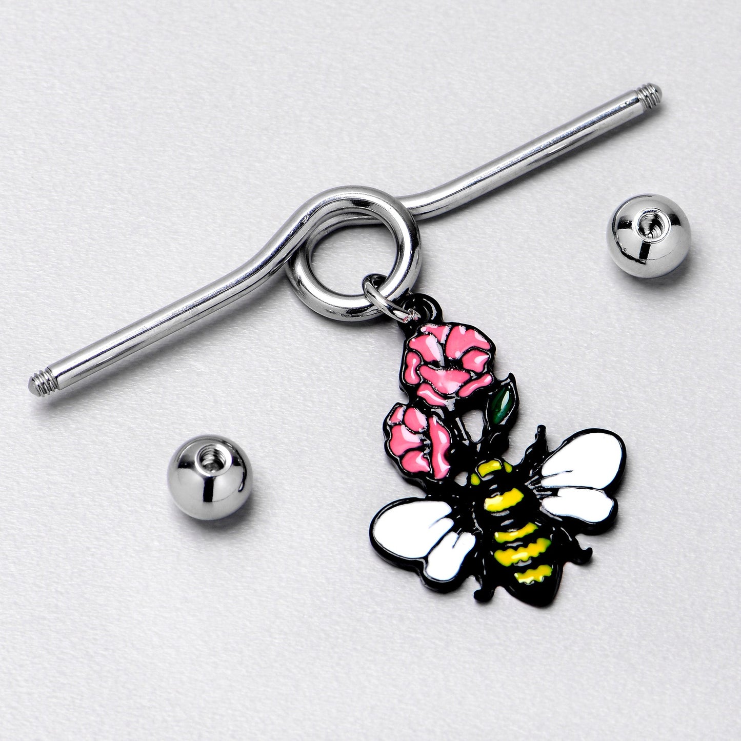 14G Busy Bee Flowers Dangle Project Bar 38mm