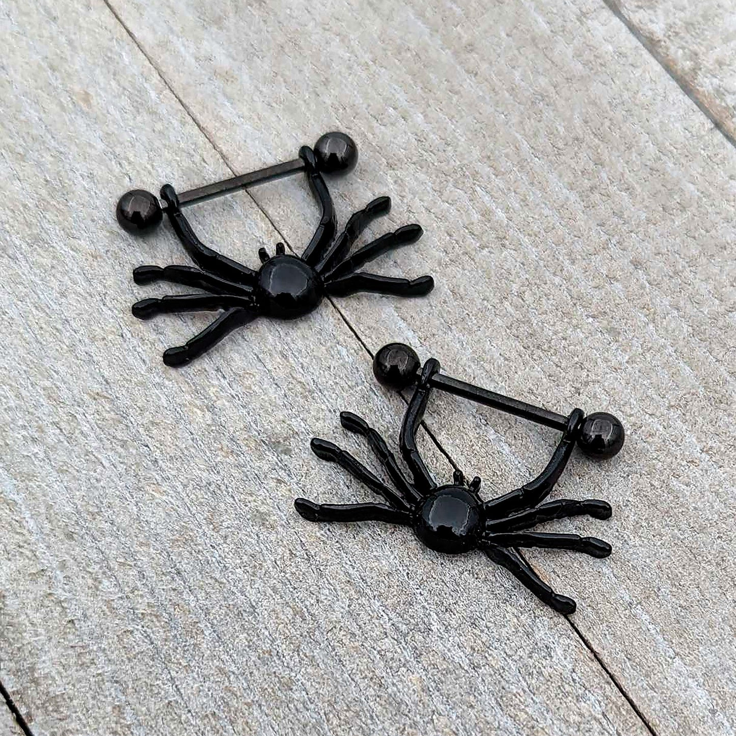 14G 9/16 Black Leggy Spiders Nipple Shield Set