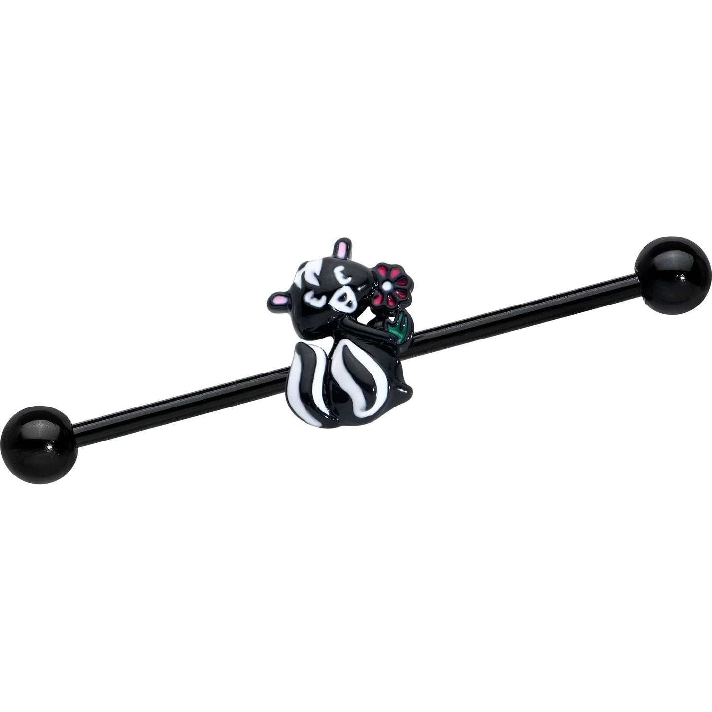 14G Black Funky Skunk Industrial Barbell 38mm