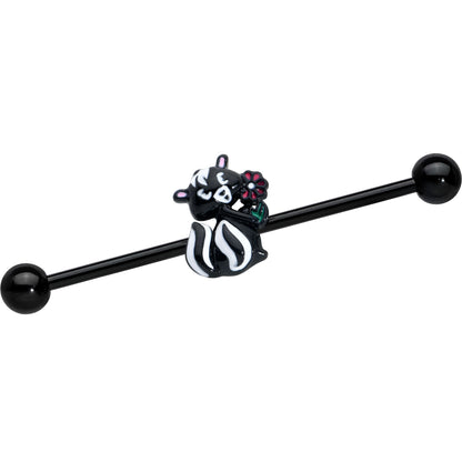14G Black Funky Skunk Industrial Barbell 38mm
