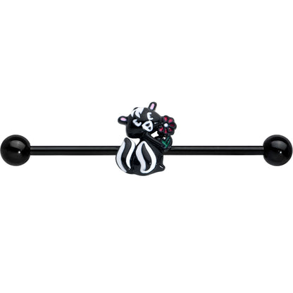 14G Black Funky Skunk Industrial Barbell 38mm