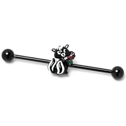 14G Black Funky Skunk Industrial Barbell 38mm