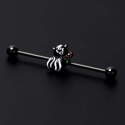 14G Black Funky Skunk Industrial Barbell 38mm