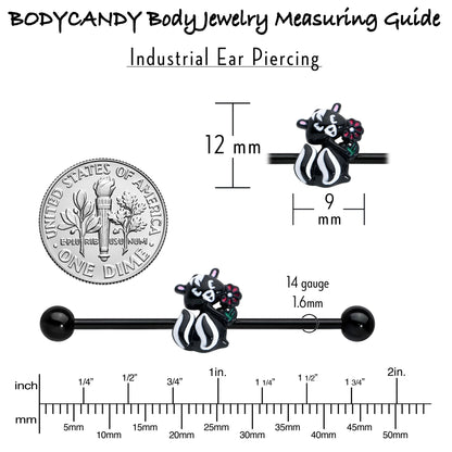 14G Black Funky Skunk Industrial Barbell 38mm