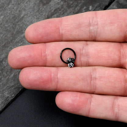 16G 3/8 Black Funky Skunk Hinged Segment Ring