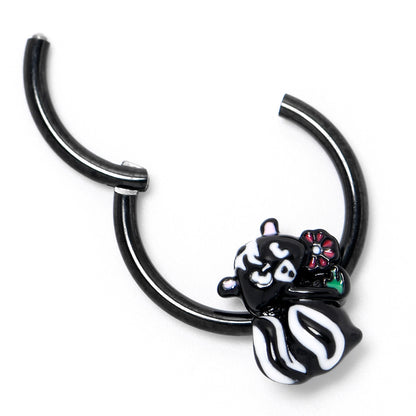 16G 3/8 Black Funky Skunk Hinged Segment Ring