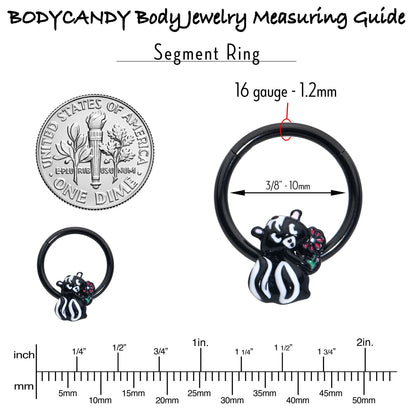 16G 3/8 Black Funky Skunk Hinged Segment Ring