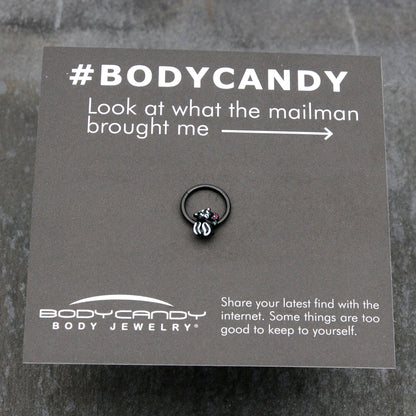 16G 3/8 Black Funky Skunk Hinged Segment Ring