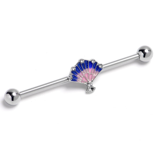 14G Mesmerizing Ocean Magic Sea Shells Industrial Barbell 38mm
