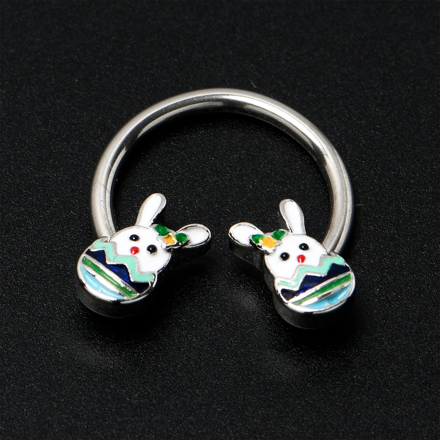 16G 3/8 Easter Egg Bunny Horseshoe Circular Barbell