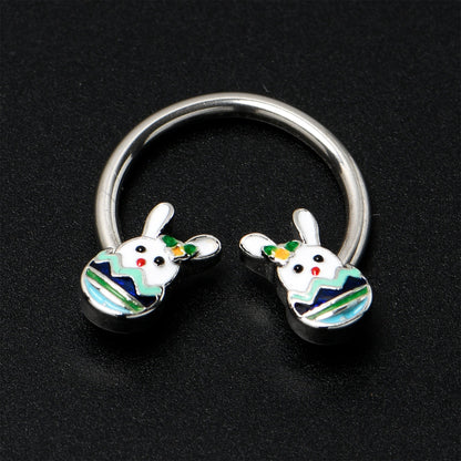 16G 3/8 Easter Egg Bunny Horseshoe Circular Barbell