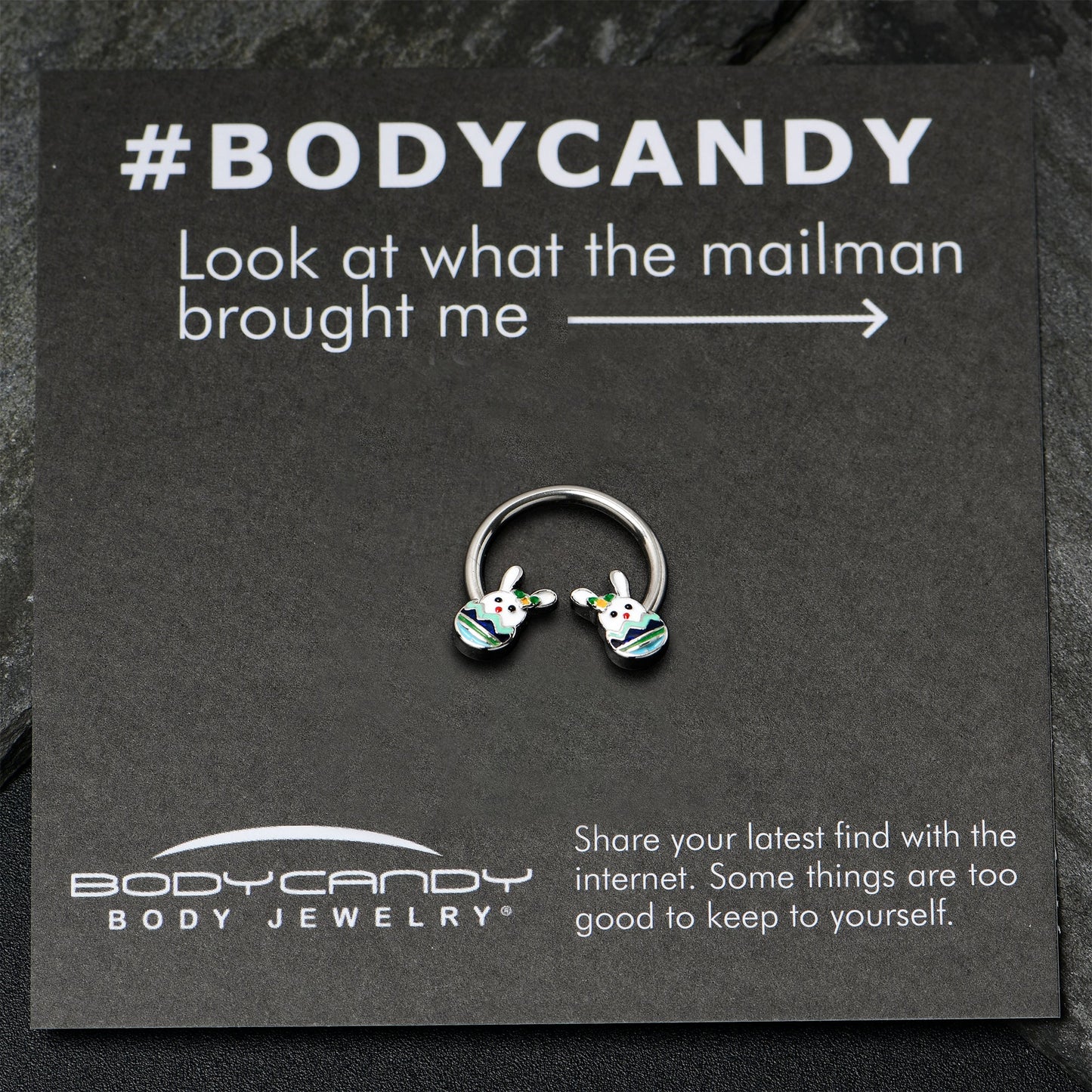 16G 3/8 Easter Egg Bunny Horseshoe Circular Barbell