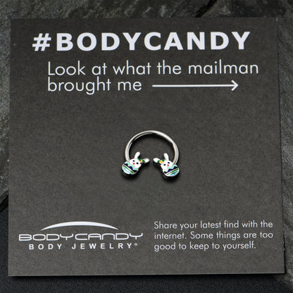 16G 3/8 Easter Egg Bunny Horseshoe Circular Barbell