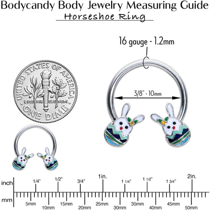16G 3/8 Easter Egg Bunny Horseshoe Circular Barbell