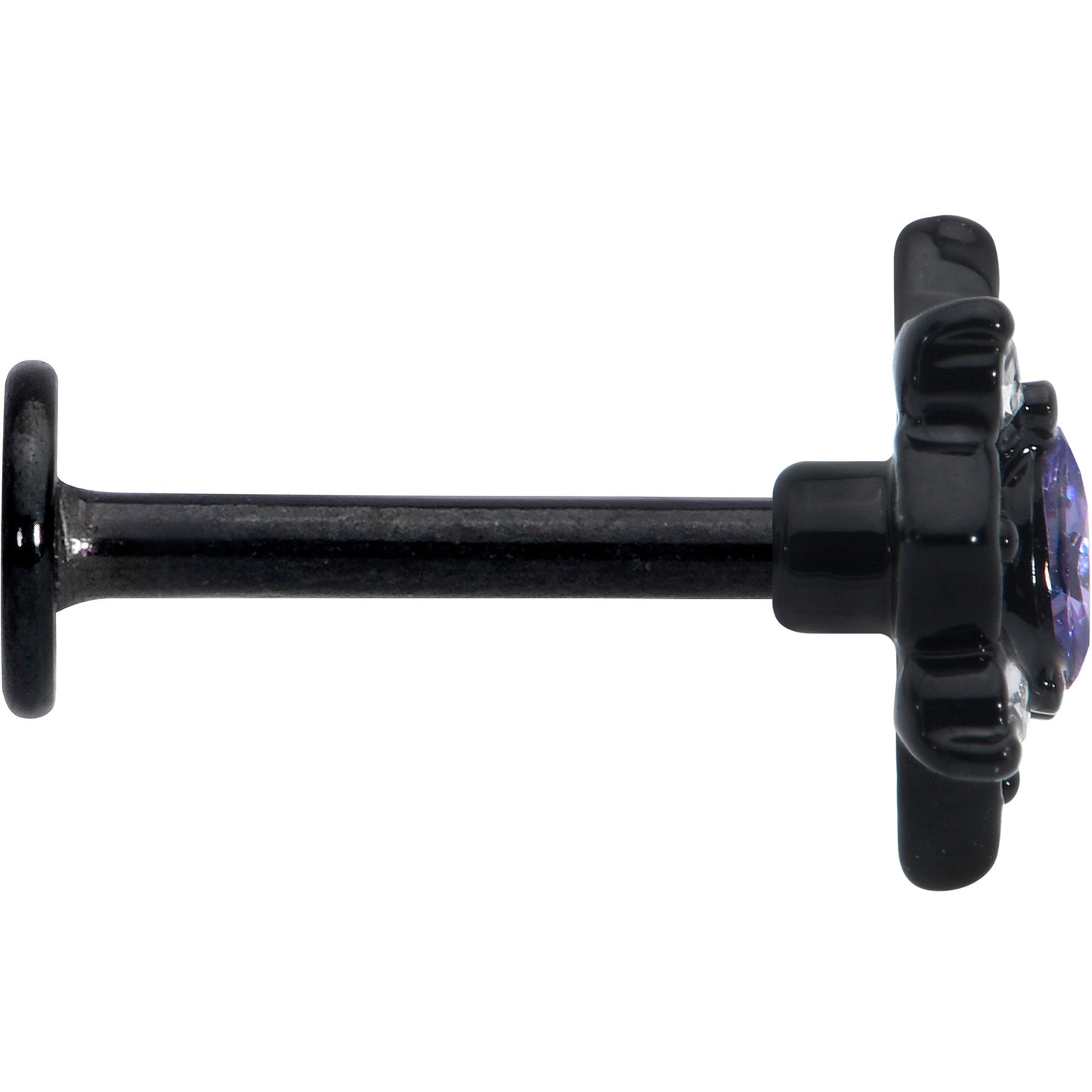 16G 5/16 Purple Gem Black Scrolling Hearts Labret Monroe Tragus