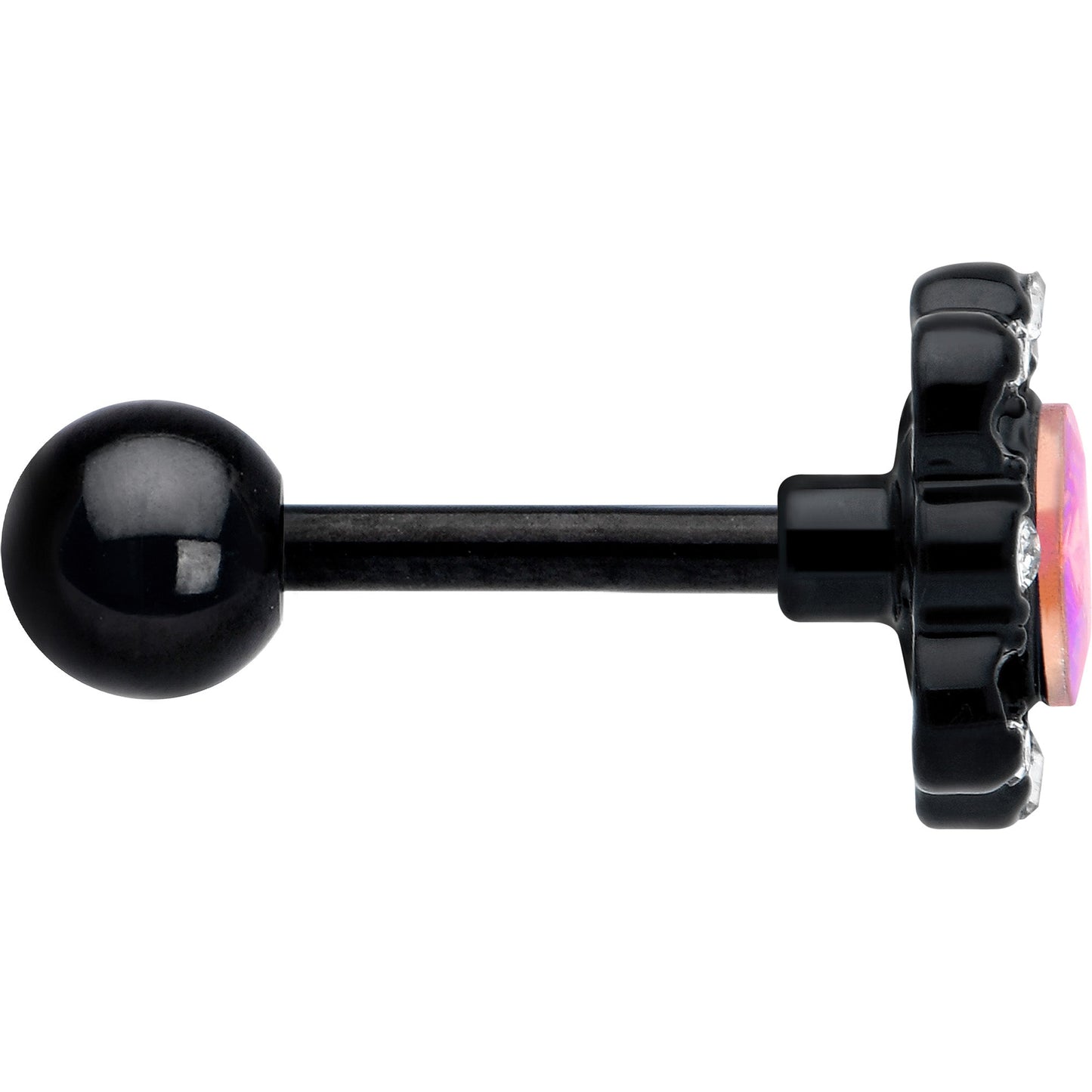 16G 1/4 Aurora Gem Black Filigree Fantasy Cartilage Tragus Earring