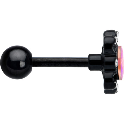 16G 1/4 Aurora Gem Black Filigree Fantasy Cartilage Tragus Earring