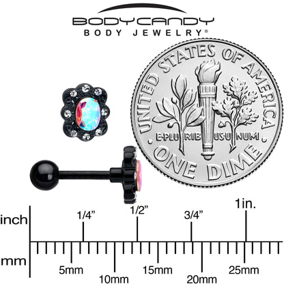 16G 1/4 Aurora Gem Black Filigree Fantasy Cartilage Tragus Earring