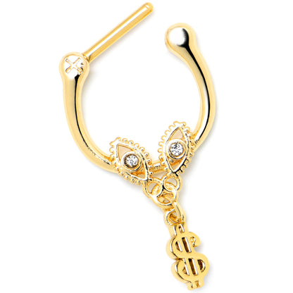 16G 5/16 Clear Gem Gold Hue Seeing Money Dangle Cartilage Clicker