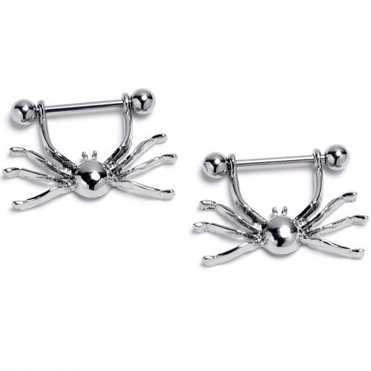 14G 9/16 Captivating Spider Dangle Nipple Shield Set