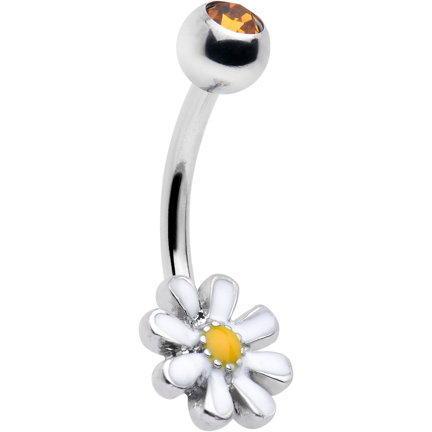 Clear Yellow Gem Gold Tone Bee Flower Belly Ring Set of 4