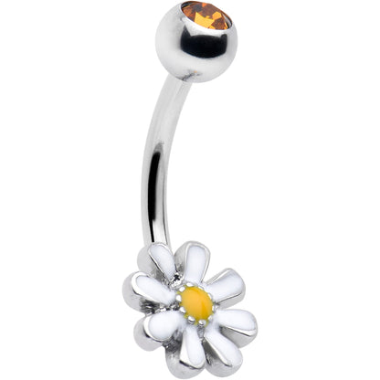 Clear Yellow Gem Gold Tone Bee Flower Belly Ring Set of 4