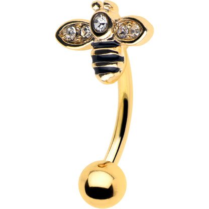 Clear Yellow Gem Gold Tone Bee Flower Belly Ring Set of 4