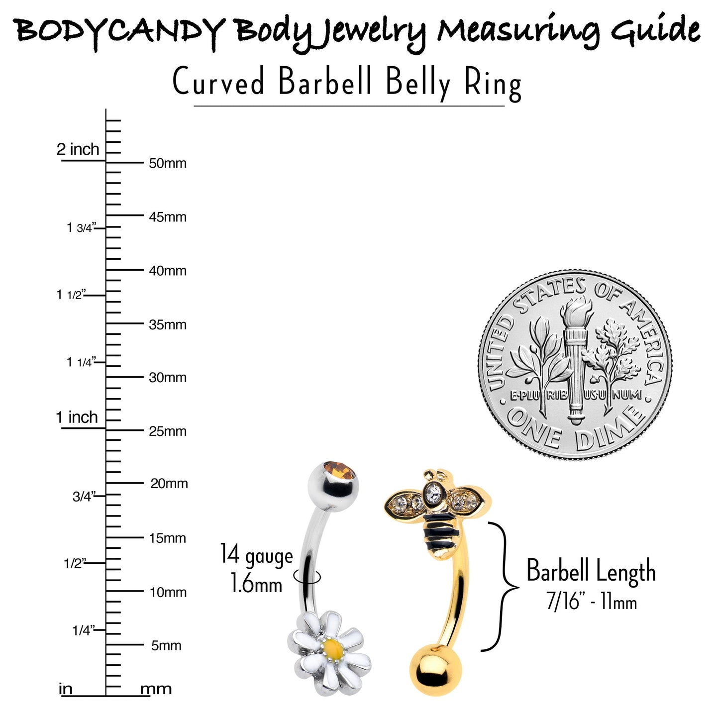 Clear Yellow Gem Gold Tone Bee Flower Belly Ring Set of 4