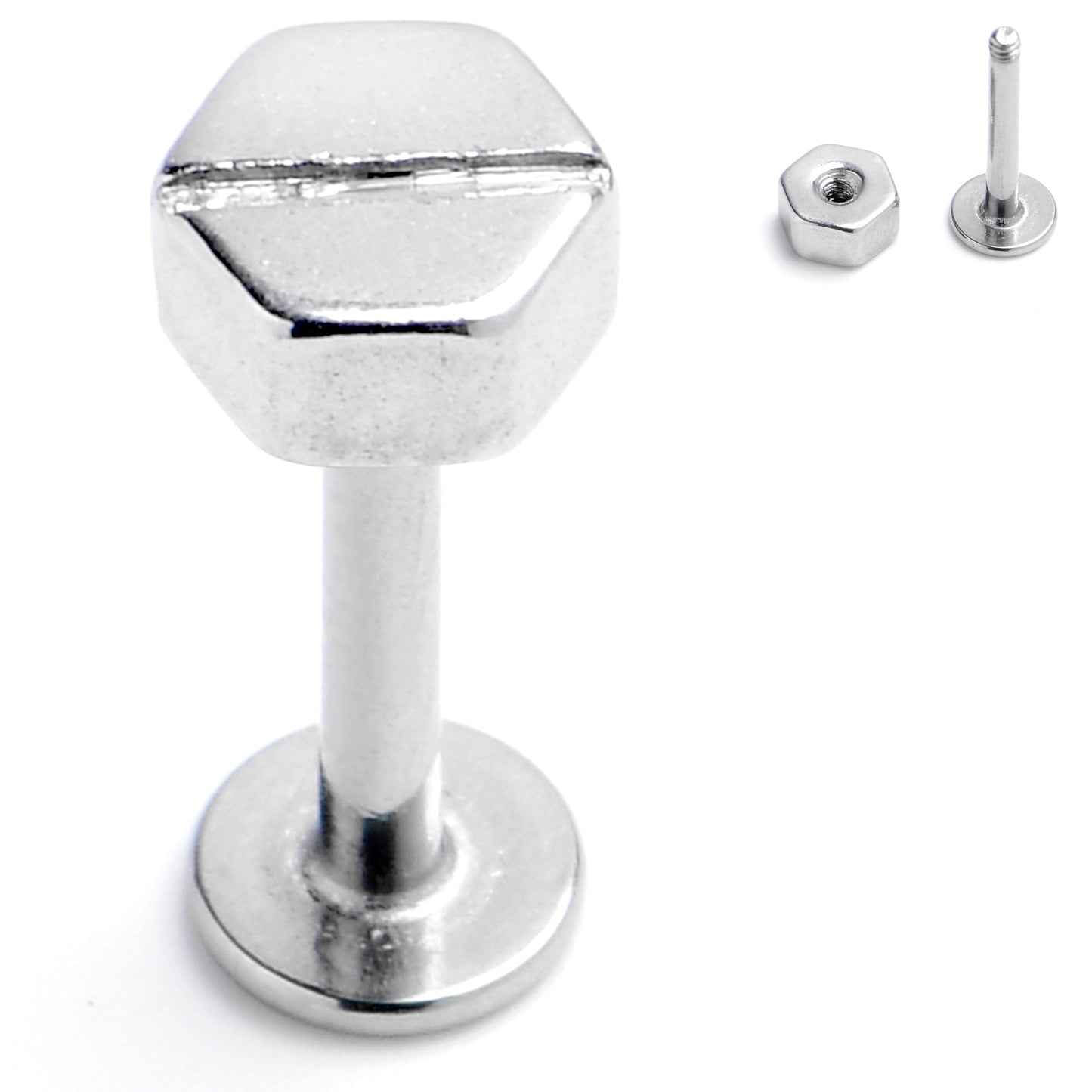 16G 5/16 Optical Illusion Screw Flat Head Labret Monroe Tragus