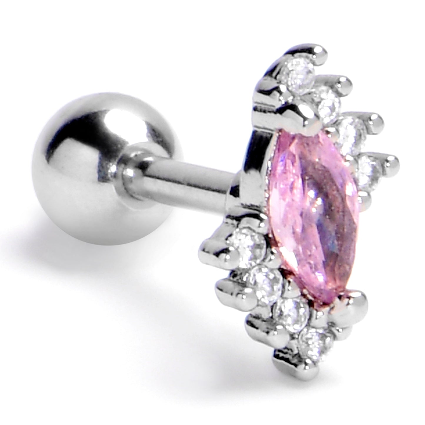 16G 1/4 Pink Gem Firey Drop Cartilage Tragus Earring