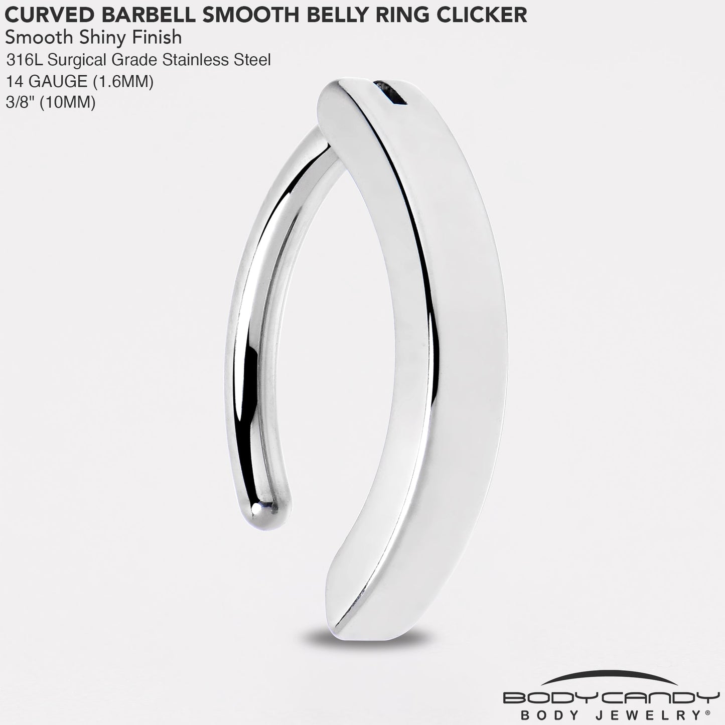 14G 3/8 316L Surgical Steel Smooth Style Hinged Hoop Belly Ring