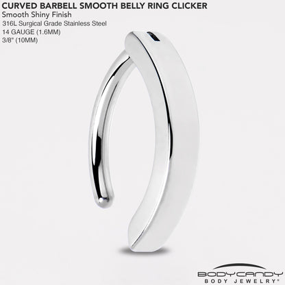 14G 3/8 316L Surgical Steel Smooth Style Hinged Hoop Belly Ring