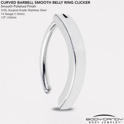 14G 1/2 316L Surgical Steel Smooth Style Hinged Hoop Belly Ring