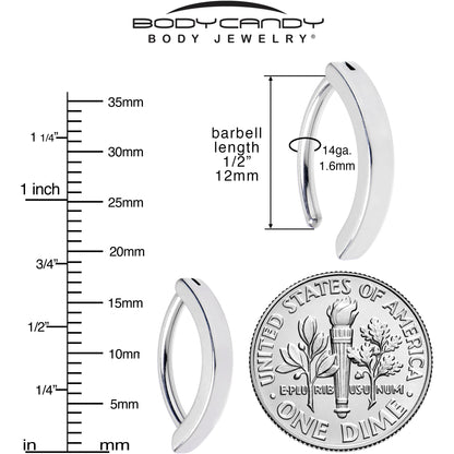 14G 1/2 316L Surgical Steel Smooth Style Hinged Hoop Belly Ring