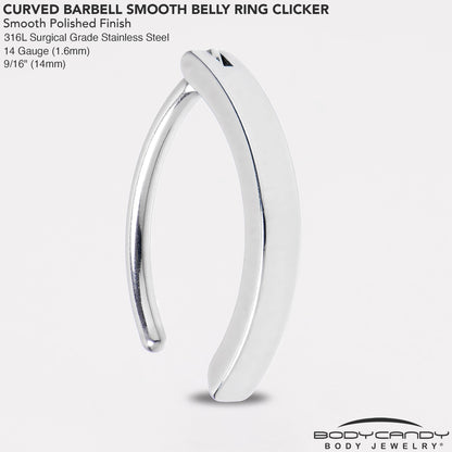 14G 9/16 316L Surgical Steel Smooth Style Hinged Hoop Belly Ring