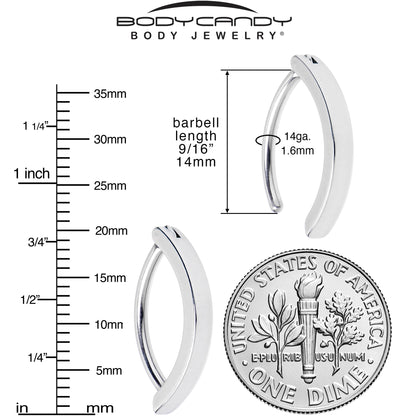 14G 9/16 316L Surgical Steel Smooth Style Hinged Hoop Belly Ring