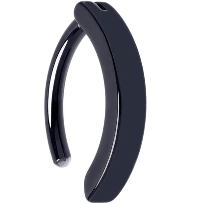 14G 3/8 Black 316L Surgical Steel Smooth Style Hinged Hoop Belly Ring