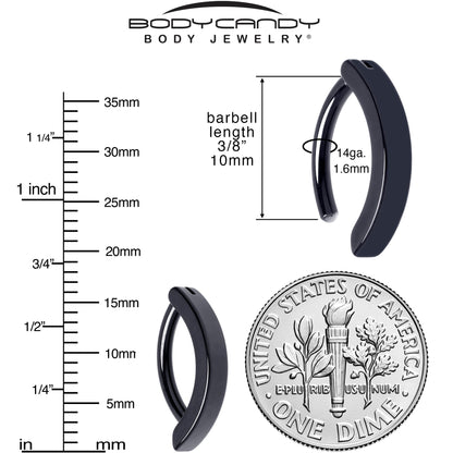 14G 3/8 Black 316L Surgical Steel Smooth Style Hinged Hoop Belly Ring