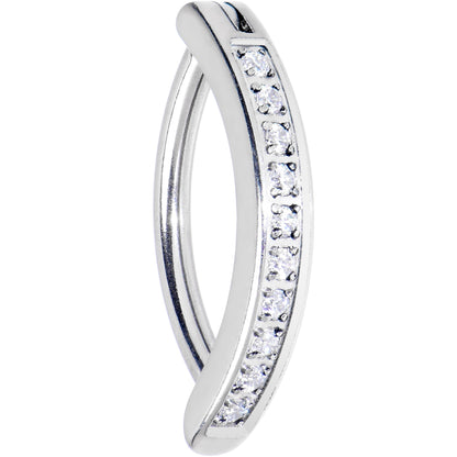 14G 1/2 Implant Grade Titanium CZ Paved Hinged Hoop Belly Ring