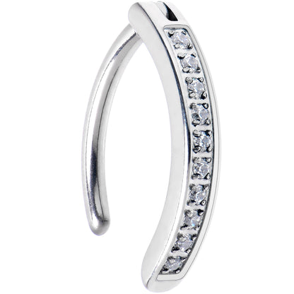 14G 1/2 Implant Grade Titanium CZ Paved Hinged Hoop Belly Ring