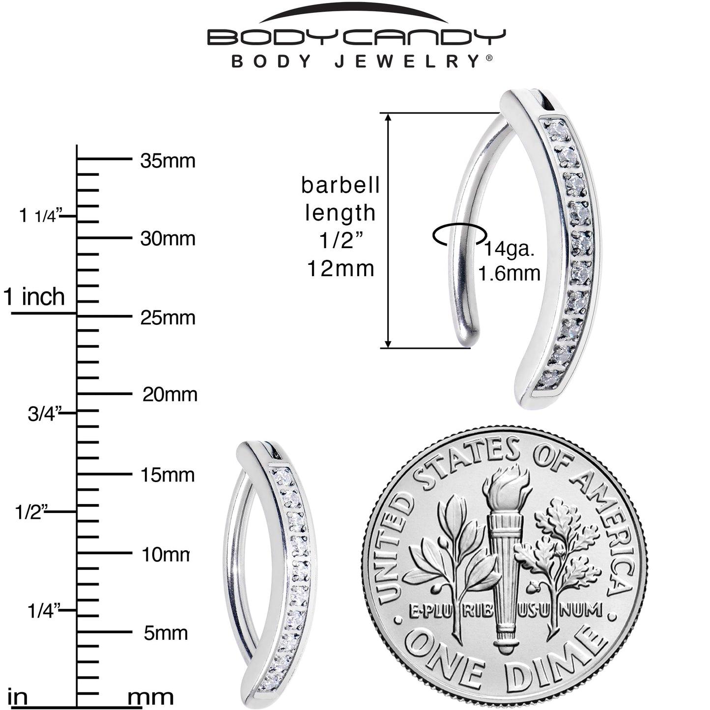 14G 1/2 Implant Grade Titanium CZ Paved Hinged Hoop Belly Ring