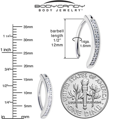 14G 1/2 Implant Grade Titanium CZ Paved Hinged Hoop Belly Ring