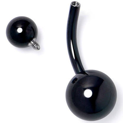 Black ASTM F-136 Implant Grade Titanium Internally Threaded Belly Ring