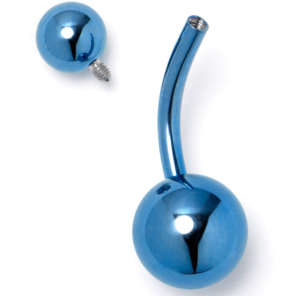 Blue ASTM F-136 Implant Grade Titanium Internally Threaded Belly Ring