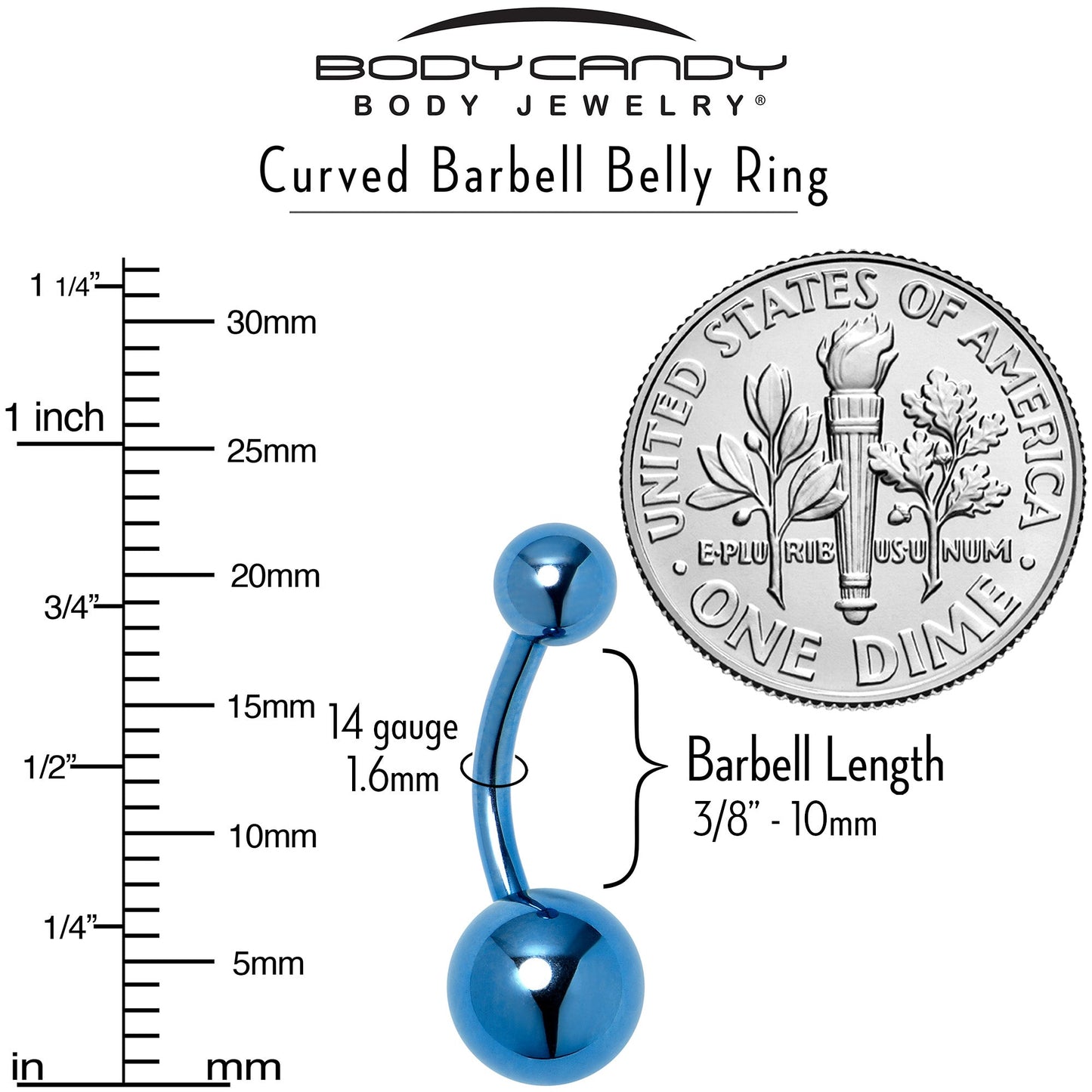 Blue ASTM F-136 Implant Grade Titanium Internally Threaded Belly Ring