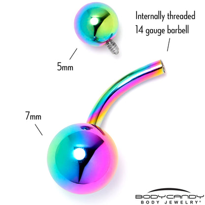 Rainbow ASTM F-136 Implant Grade Titanium Internally Threaded Belly Ring