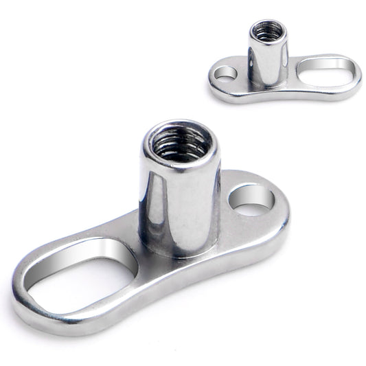 14G 2.5mm Rise 2 Hole Implant Grade Titanium Dermal Anchor Base