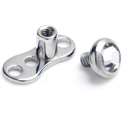 14G 3mm Gem Bezel Top 3 Hole Dermal Implant Grade Titanium Anchor Base