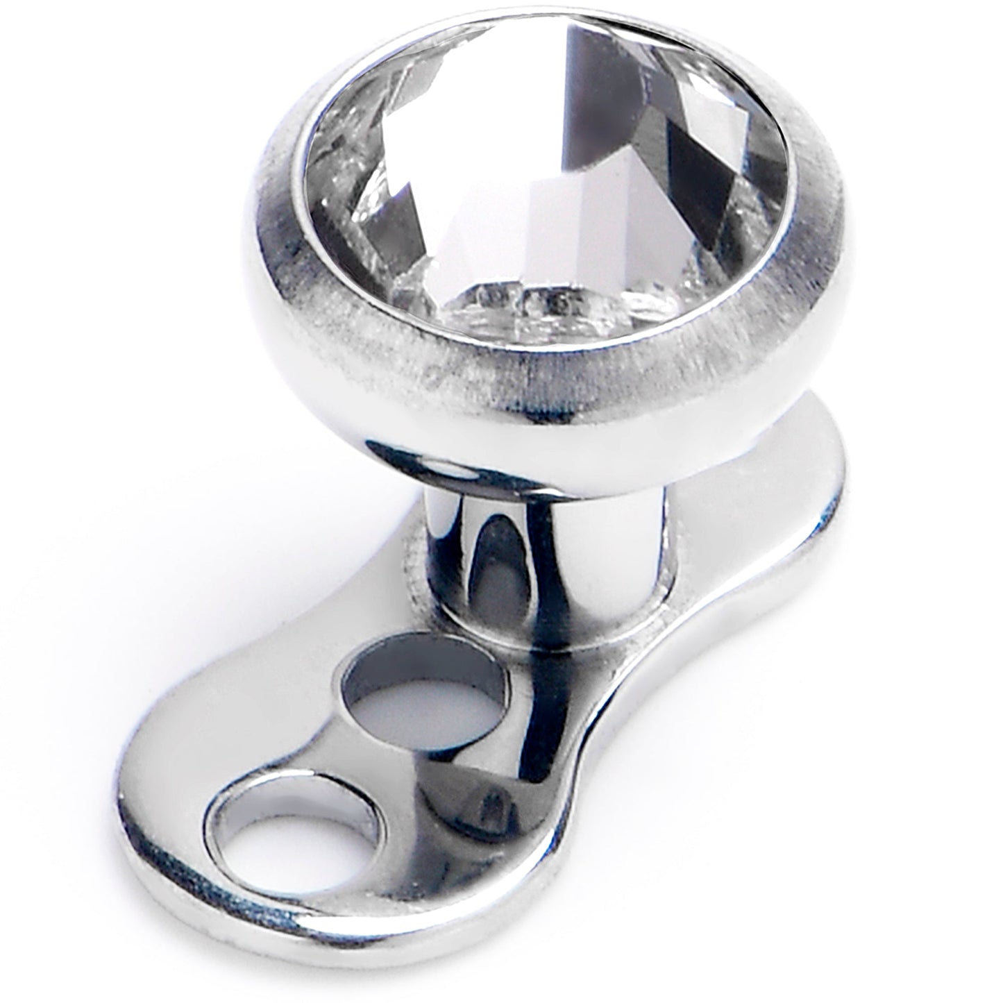 14G 4mm Gem Bezel Top 3 Hole Dermal Implant Grade Titanium Anchor Base